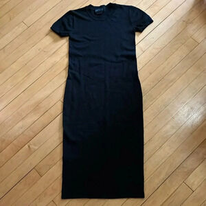 Hatch Black Cap Sleeve Knit Black Dress